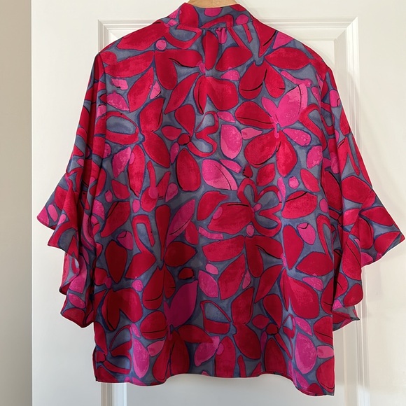 Nic + Zoe Happy Splash Floral Print Top Pink Red Purple XL with MEASUREMENTS! - Picture 12 of 15